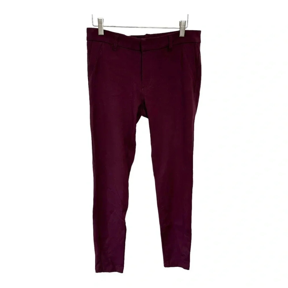 KUT from the Kloth Mia Ankle Skinny Pants 6 Burgundy Maroon Stretch Mid Rise